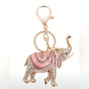 NEW! Pink rhinestone elephant keychain bag charm